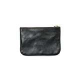 SQUARE ZIP & SNAP POUCH size S -BLACK LEATHER