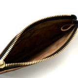 SQUARE ZIP & SNAP POUCH size S -BLACK LEATHER