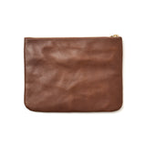 SQUARE ZIP & SNAP POUCH size M -LEATHER