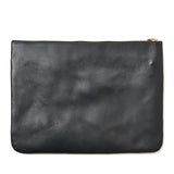 SQUARE ZIP & SNAP POUCH size L -BLACK LEATHER