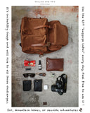 SQUARE ZIP & SNAP POUCH size L -BROWN LEATHER