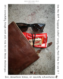 SQUARE ZIP & SNAP POUCH size L -BROWN LEATHER