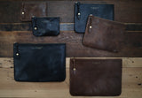 SQUARE ZIP & SNAP POUCH size S -BLACK LEATHER
