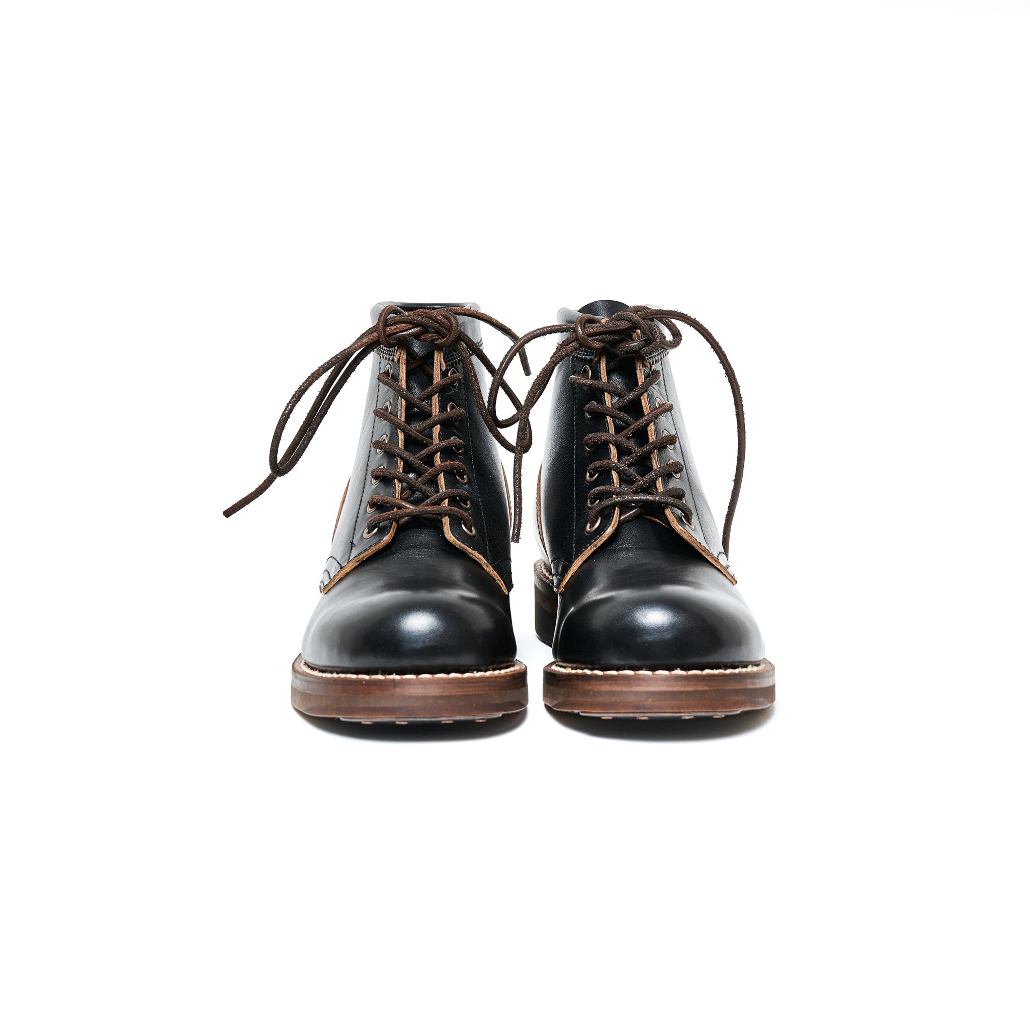 日本未発売【The Horse】本革☆Black&RoseGold♪送料込 /国内発 キャップトゥオックスフォード ブラックボックスカーフ