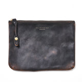 ［ size M ］SQUARE ZIP & SNAP POUCH -LEATHER