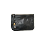 SQUARE ZIP & SNAP POUCH size S -LEATHER