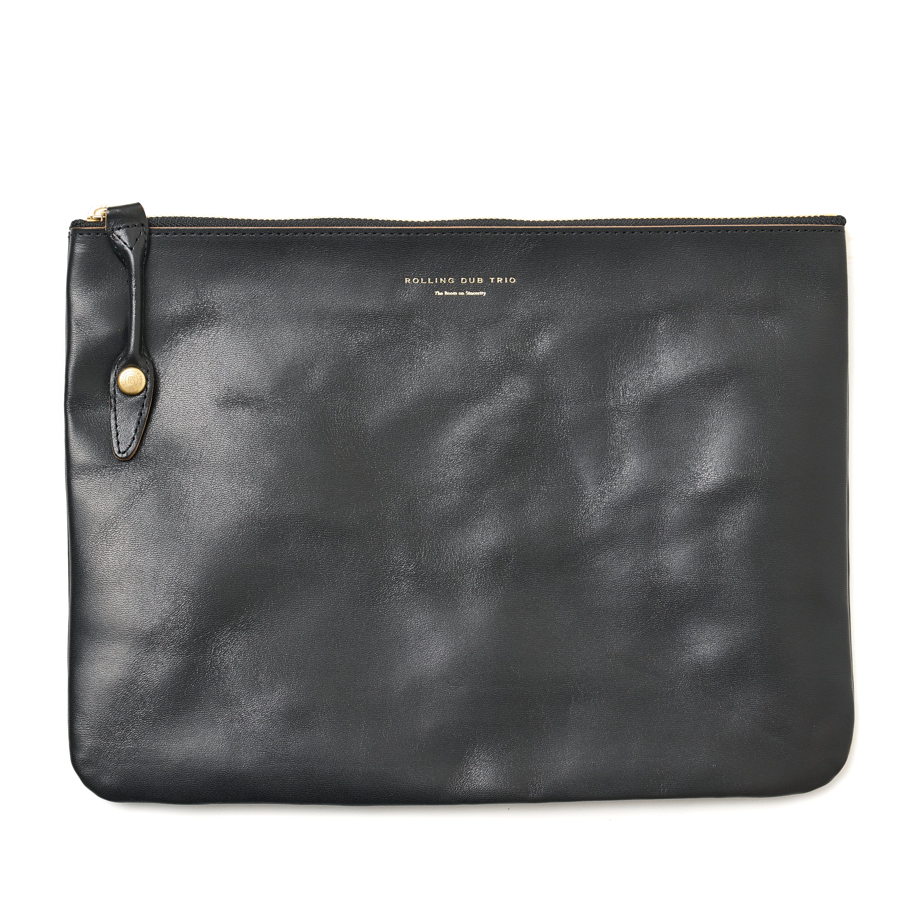 SQUARE ZIP & SNAP POUCH size L -BLACK LEATHER – THE BOOTS