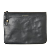 SQUARE ZIP & SNAP POUCH size L -LEATHER