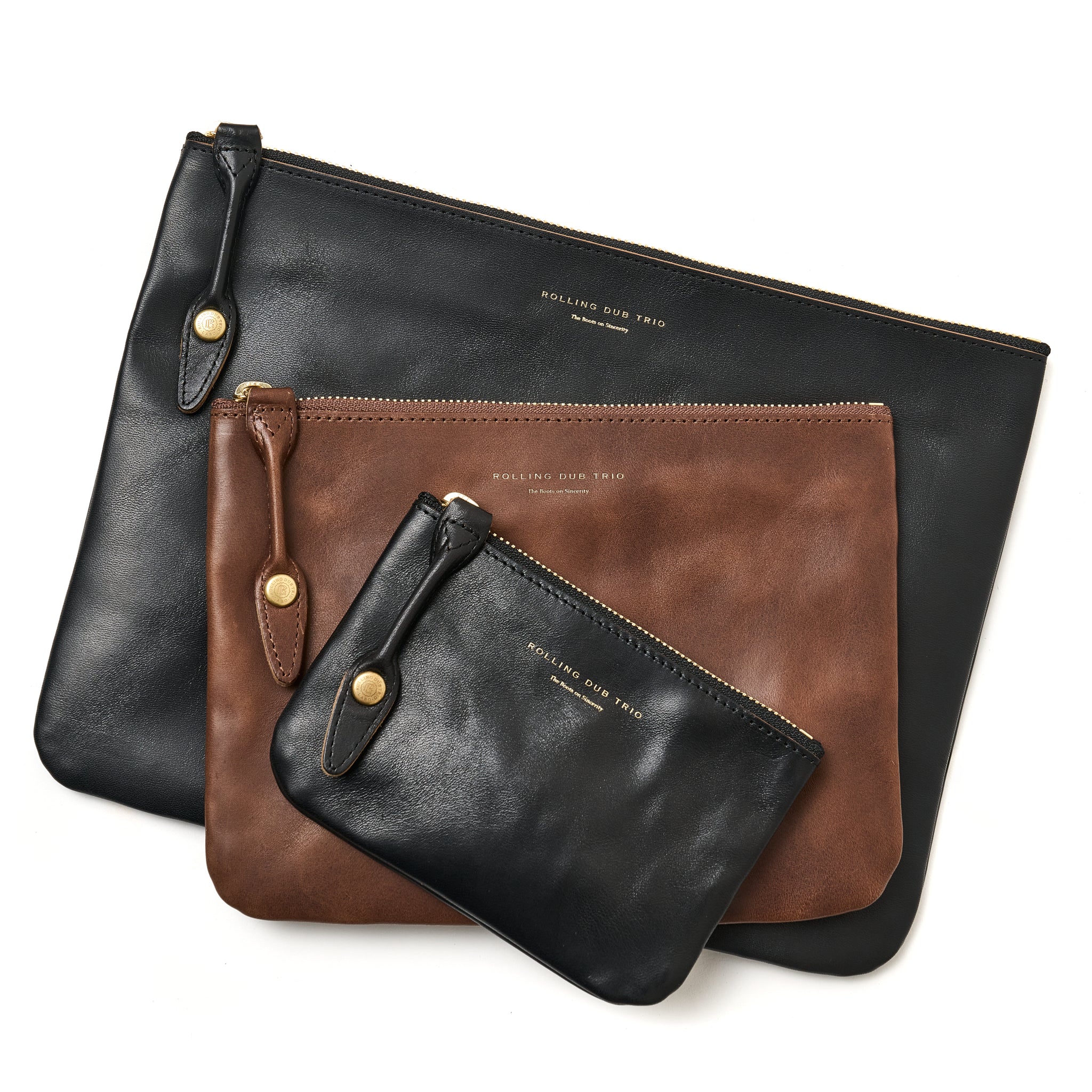 SQUARE ZIP & SNAP POUCH size S -BROWN LEATHER – THE BOOTS