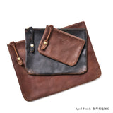 ［ size L ］SQUARE ZIP & SNAP POUCH -LEATHER