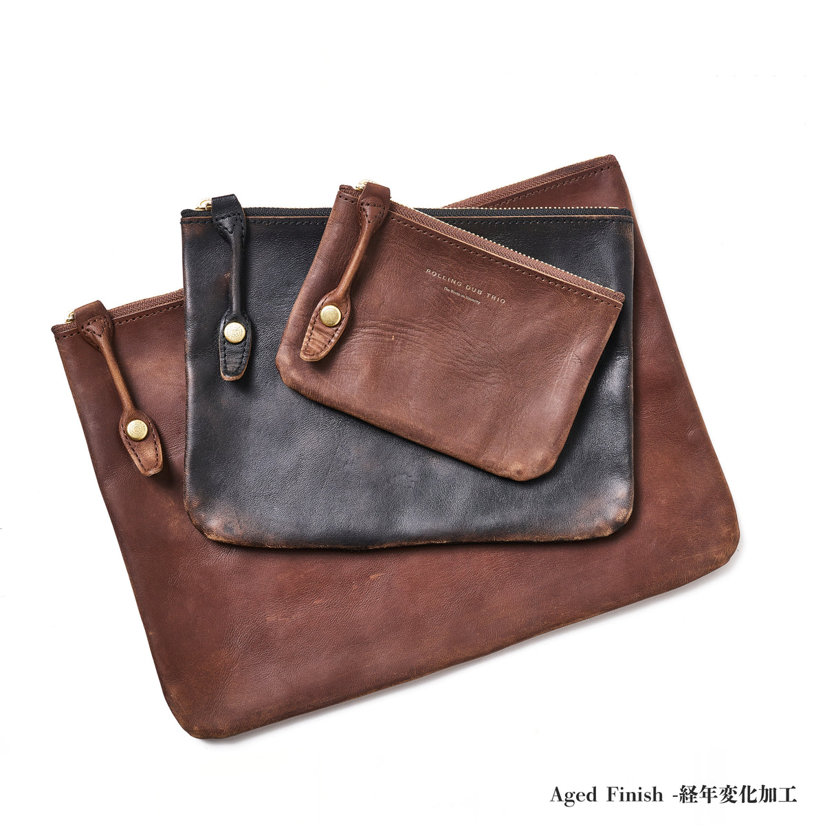 size S ］SQUARE ZIP & SNAP POUCH -LEATHER – THE BOOTS SHOP ONLINE