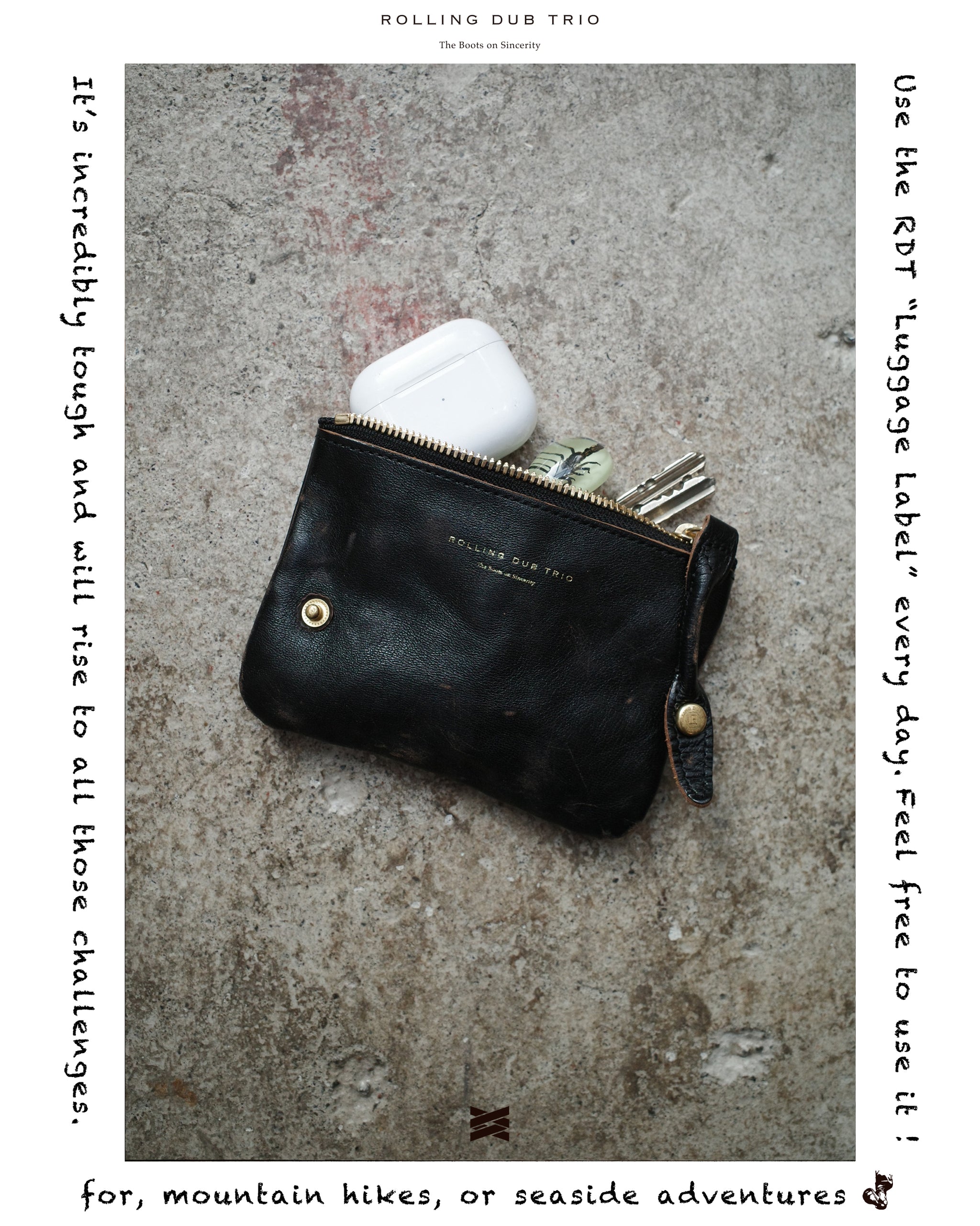 ROLLING DUB TRIO スクウェアジップ アンド スナップポーチ　茶芯 Rolling Dub Trio - Square Zip & Snap Pouch