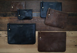 SQUARE ZIP & SNAP POUCH size M -LEATHER