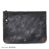 ［ size L ］SQUARE ZIP & SNAP POUCH -LEATHER