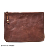［ size L ］SQUARE ZIP & SNAP POUCH -LEATHER