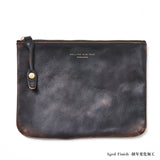 ［ size M ］SQUARE ZIP & SNAP POUCH -LEATHER