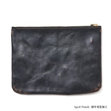 ［ size M ］SQUARE ZIP & SNAP POUCH -LEATHER