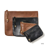 ［ size L ］SQUARE ZIP & SNAP POUCH -LEATHER